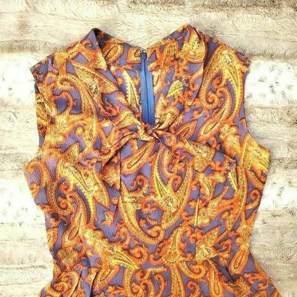 Vintage 60s Paisley Pussybow Dress - Picture 2 of 5